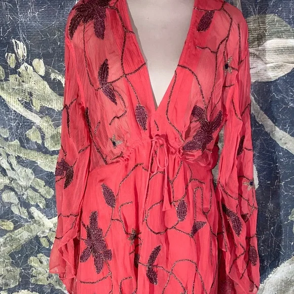 Free People Take a Chance Sheer Embroidered Mini Dress-NOS Free People Take a Chance Sheer Embroidered Mini Dress-NOS